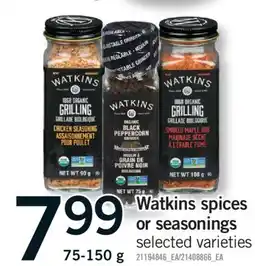Fortinos WATKINS SPICES OR SEASONINGS, 75-150 G offer