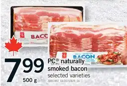 Fortinos PC NATURALLY SMOKED BACON, 500 G offer