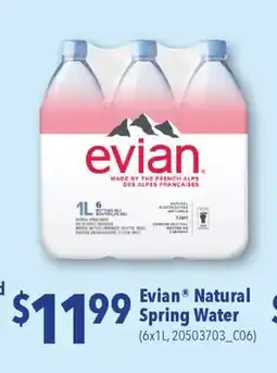 Fortinos EVIAN NATURAL SPRING WATER, (6X1L,) offer