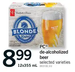 Fortinos PC DE-ALCOHOLIZED BEER, 12X355 ML offer