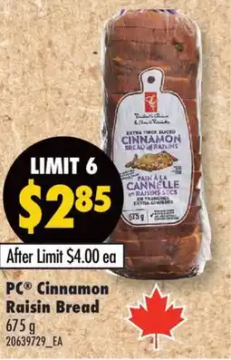 Fortinos PC CINNAMON RAISIN BREAD, 675 G offer