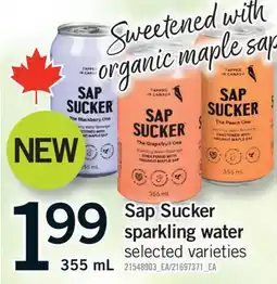 Fortinos SAP SUCKER SPARKLING WATER, 355 ML offer