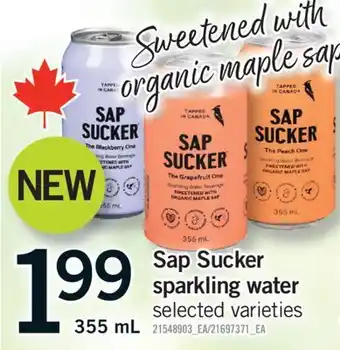 Fortinos SAP SUCKER SPARKLING WATER, 355 ML offer