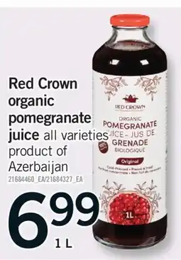Fortinos RED CROWN ORGANIC POMEGRANATE JUICE, 1 L offer