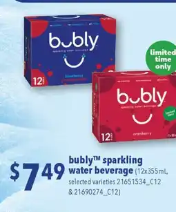 Fortinos BUBLY SPARKLING WATER BEVERAGE, 12X355ML offer