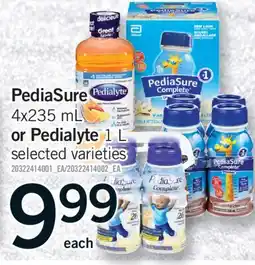 Fortinos PEDIASURE, 4X235 ML OR PEDIALYTE OR PEDIALYTE, 1 L offer