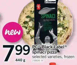 Fortinos PC BLACK LABEL SPINACI PIZZA, 440 G offer