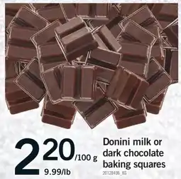 Fortinos DONINI MILK OR DARK CHOCOLATE BAKING SQUARES offer