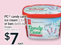Fortinos PC CANDY CANE ICE CREAM 1.5 L OR BARS 6X55 ML offer