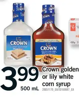 Fortinos CROWN GOLDEN OR LILY WHITE CORN SYRUP, 500 ML offer