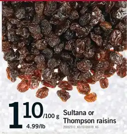 Fortinos SULTANA OR THOMPSON RAISINS offer