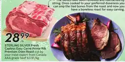 Sobeys STERLING SILVER Fresh Capless Easy Carve Prime Rib Premium Oven Roast offer