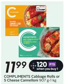 Sobeys COMPLIMENTS Cabbage Rolls or 5 Cheese Cannelloni offer