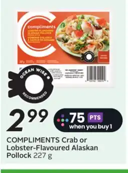 Sobeys COMPLIMENTS Crab or Lobster-Flavoured Alaskan Pollock offer