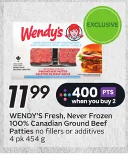 Sobeys WENDY'S Fresh, Never Frozen 100% Canadian Ground Beef Patties offer