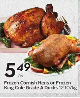 Sobeys Frozen Cornish Hens or Frozen King Cole Grade A Ducks offer