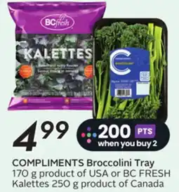Sobeys Compliments Broccolini Tray offer