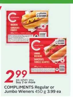 Sobeys COMPLIMENTS Regular or Jumbo Wieners offer
