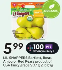 Sobeys LIL SNAPPERS Bartlett, Bosc, Anjou or Red Pears offer