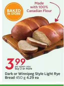 Sobeys Dark or Winnipeg Style Light Rye Bread offer