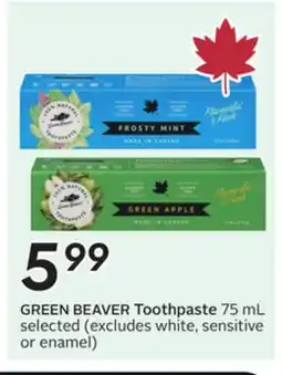 Sobeys GREEN BEAVER Toothpaste offer