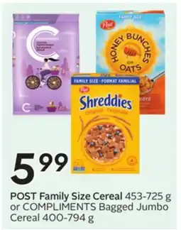 Sobeys POST Family Size Cereal offer