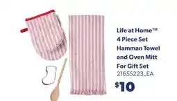 Real Canadian Superstore LIFE AT HOME 4 PIECE SET HAMMAN TOWEL AND OVEN MITT FOR GIFT SET offer
