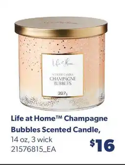 Real Canadian Superstore LIFE AT HOME CHAMPAGNE BUBBLES SCENTED CANDLE, 14 OZ, 3 WICK offer