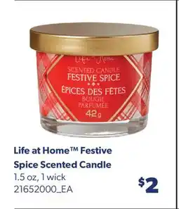 Real Canadian Superstore LIFE AT HOME FESTIVE SPICE SCENTED CANDLE, 1.5 OZ, 1 WICK offer