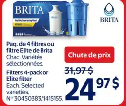 Walmart BRITA Filters 4-pack or Elite filter offer