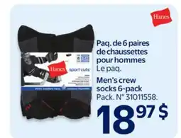 Walmart Men's crew socks 6-pack offer