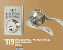 Canac Schlage Seville Digital Keypad Door Lock and Lever Satin Nickel offer