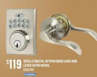 Canac Schlage Seville Digital Keypad Door Lock and Lever Satin Nickel offer