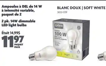 Home Hardware 2 pk. 14W dimmable LED light bulbs - SOFT WHITE offer