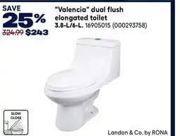 RONA Valencia dual flush elongated toilet 3.8-L/6-L. Landon & Co. by RONA offer