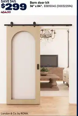 RONA Barn door kit 36x84 offer