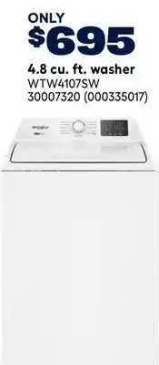 RONA Whirlpool 4.8 cu. ft. washer offer
