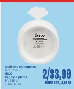 Wholesale Club assiettes en bagasse, 9 po, 125 un offer
