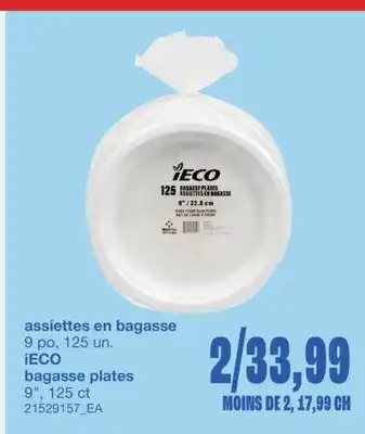 Wholesale Club assiettes en bagasse, 9 po, 125 un offer