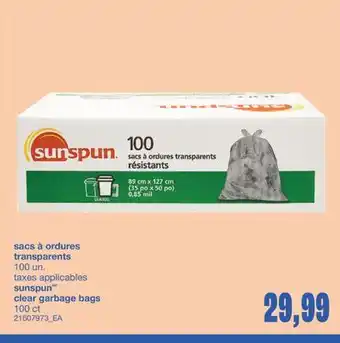 Wholesale Club SACS À ORDURES TRANSPARENTS, 100 UN offer