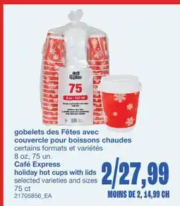 Wholesale Club GOBELETS DES FÊTES AVEC COUVERCLE POUR BOISSONS CHAUDES, 8 OZ, 75 UN offer