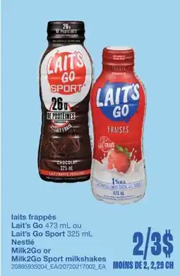 Wholesale Club LAIT'S GO, 473 ML OU LAIT'S GO, SPORT 325 ML offer