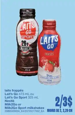 Wholesale Club LAIT'S GO, 473 ML OU LAIT'S GO, SPORT 325 ML offer