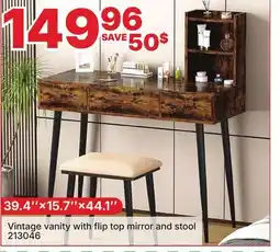 Rossy Vintage vanity with flip top mirror and stool offer