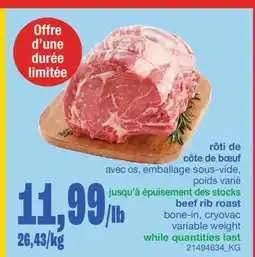 Wholesale Club RÔTI DE CÔTE DE BŒUF offer