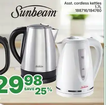 Rossy Sunbean Asst. cordless kettles offer