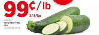Avril courgettes vertes bios offer
