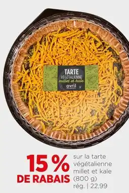 Avril sur la tarte végétalienne millet et kale offer