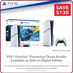 GameStop PS5 Fortnite Flowering Chaos Bundle Available as Disk or Digital Edition offer