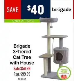 Ren’s Pets Depot Brigade 3-Tiered Cat Tree with House offer